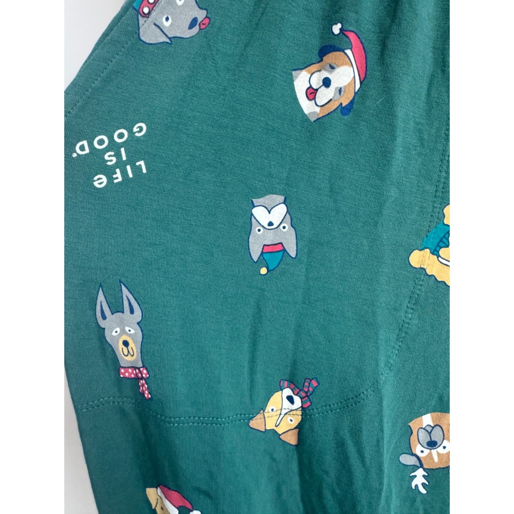 Life is Good Womens Holiday Pup Pajama Pants Green Christmas Dog Print Large NWT - Picture 3 of 7